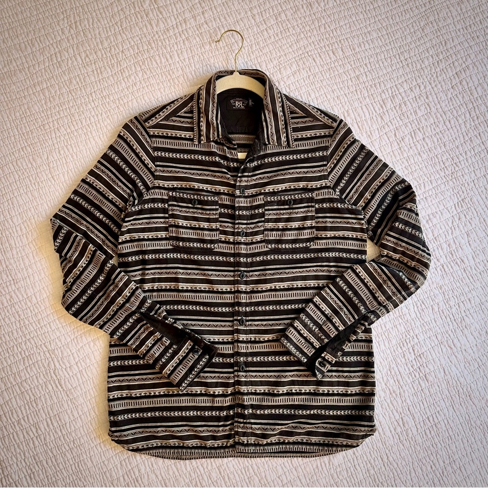 Ralph Lauren RRL Double RL Women’s Western Button Down Shirt Size S Brown Stripe